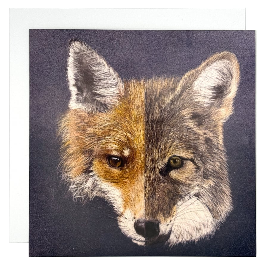 Fox and Wolf Greeting Card – Blank Inside Animal Art Card