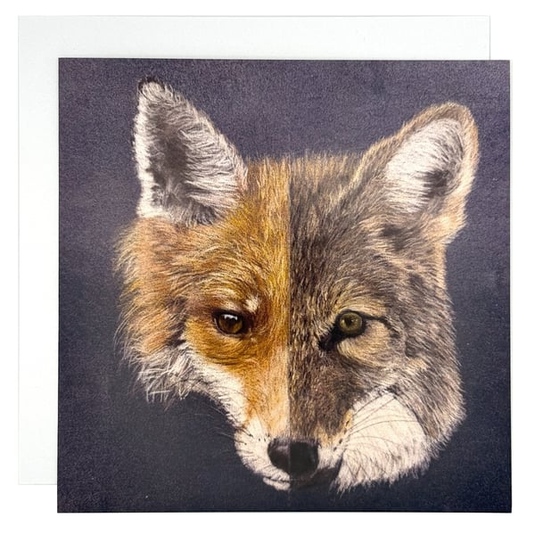 Fox and Wolf Greeting Card – Blank Inside Animal Art Card