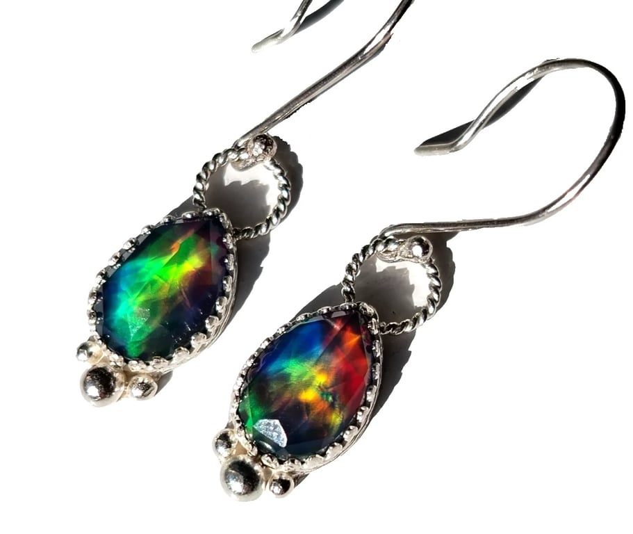 Aurora Opal Earrings Teardrop Sterling Silver Drop Sustainable Jewellery Gift