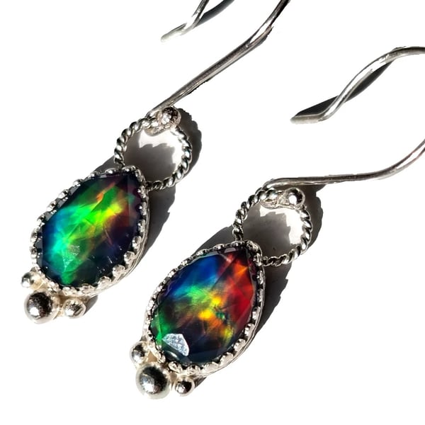 Aurora Opal Earrings Teardrop Sterling Silver Drop Sustainable Jewellery Gift