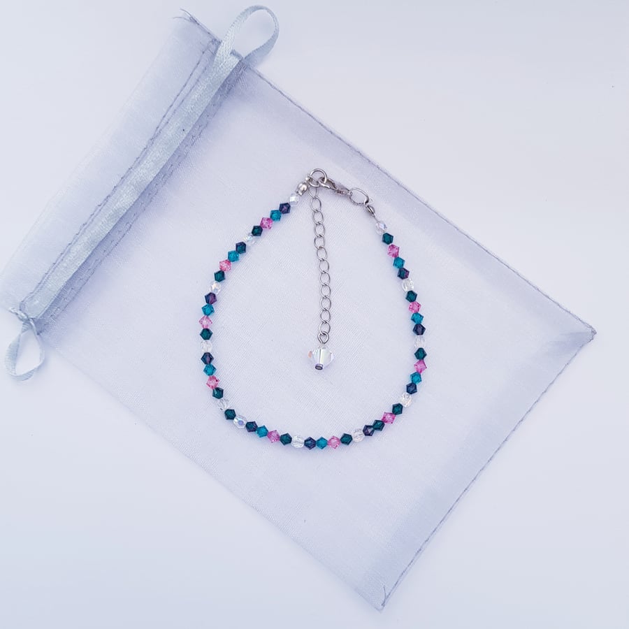 Multi coloured Swarovski Crystals ankle bracelet 