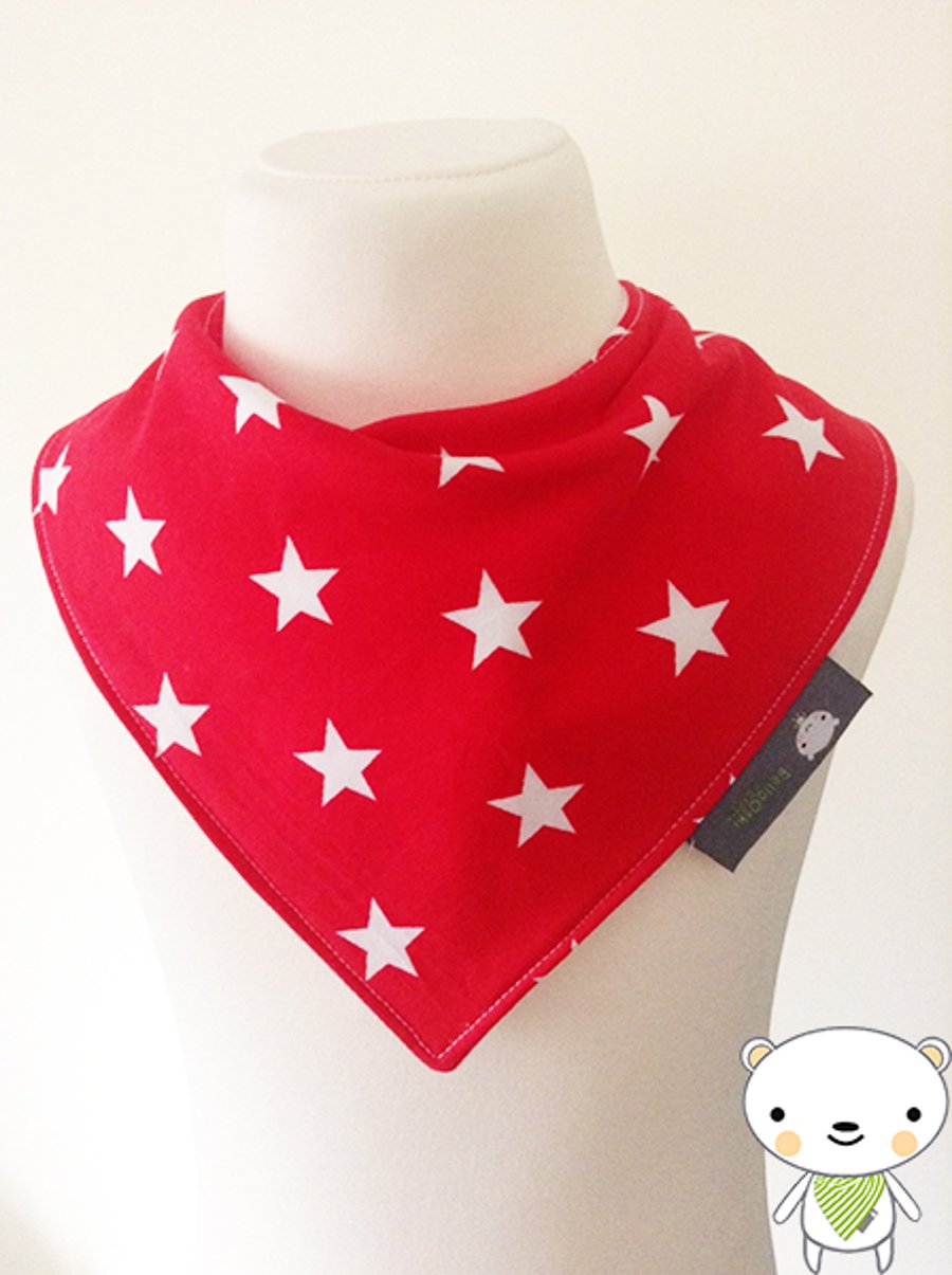 Handmade Premium Quality Baby Bandana Dribble Bib RED STARS fabric IDEAL GIFT