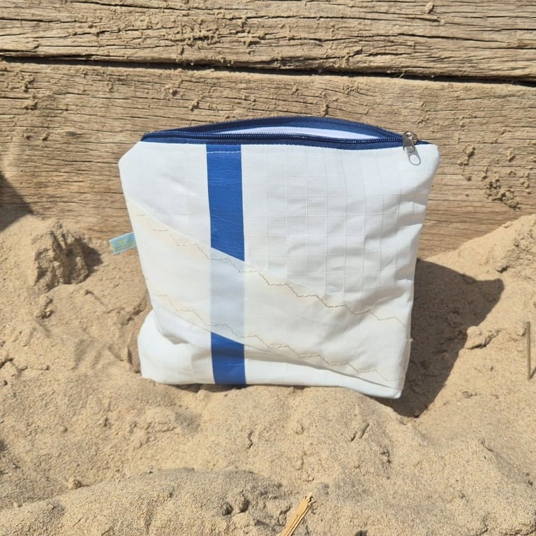 Toiletry Bag - Washbag - Kit Bag - made of white upcycled Sailcloth