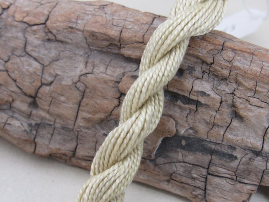 15m Natural Tansy Dye Pale Yellow Green Cotton Perle 5 Thread Floss