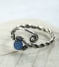 Sterling Silver Twist Ring with Blue Jade Bead - Unique Viking Jewellery - Image 8