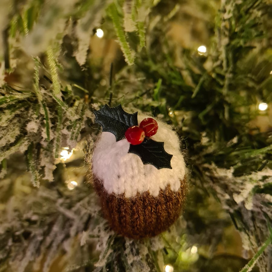 Small Knitted Christmas Pudding - Xmas Table Decor or Gift - Free P&P