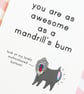 mandrill's bottom A6 greetings card, cute greetings card, positivity