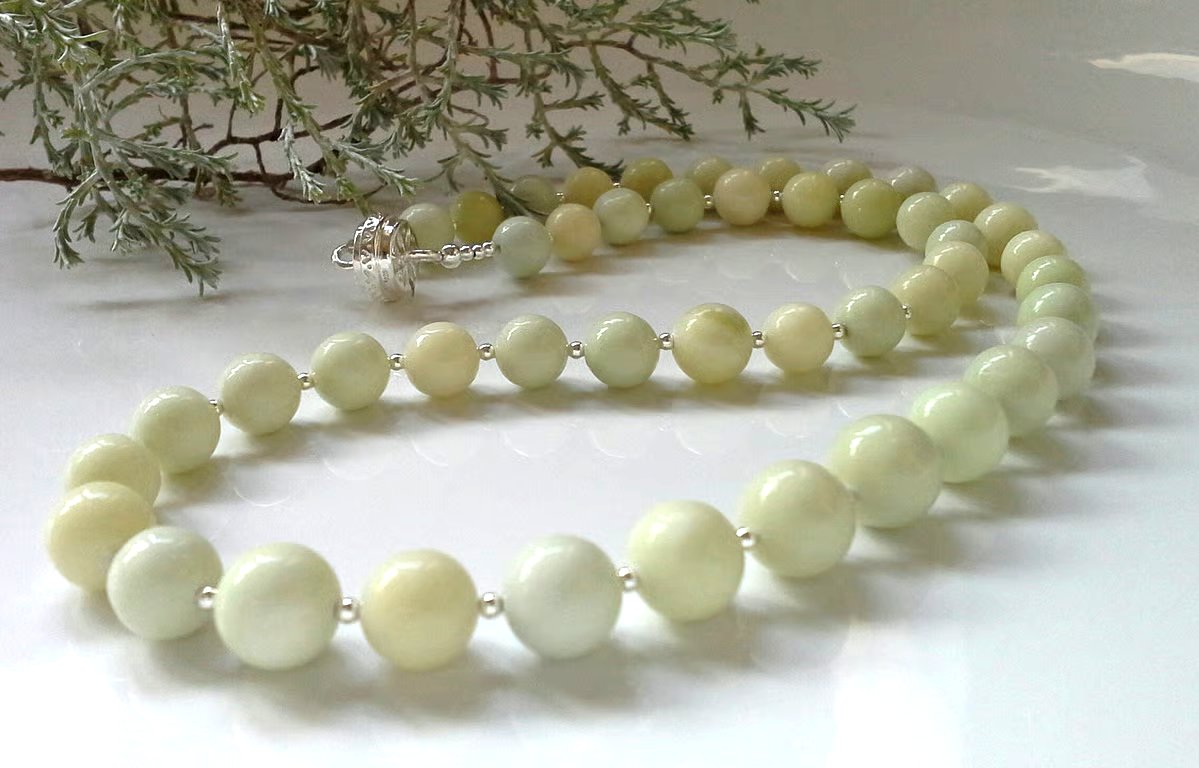 Designer 221.60cts Extremely Rare Siberian Serpentine Sterling Silver Necklace 