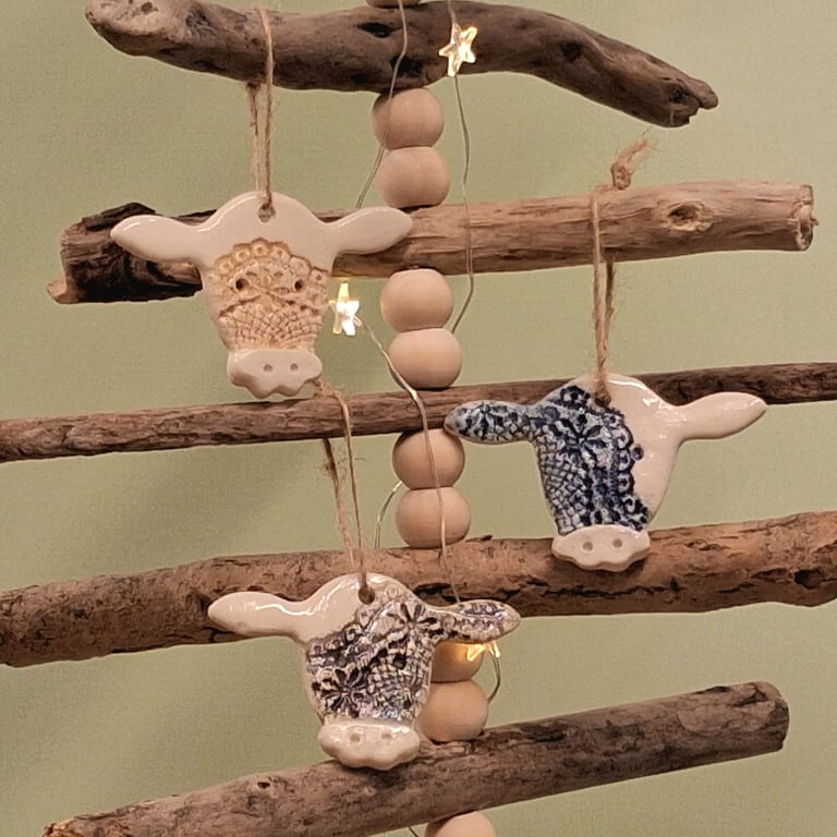 Ceramic cow hanging decoration