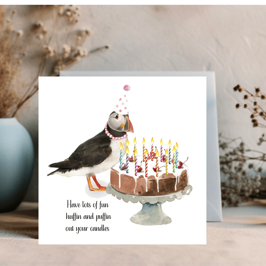 Personalised Funny Puffin Birthday Card