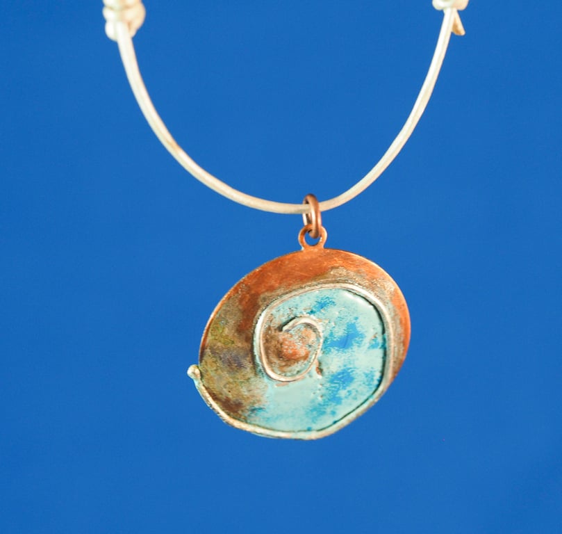 Circular Spiral Wave Enamel Pendant