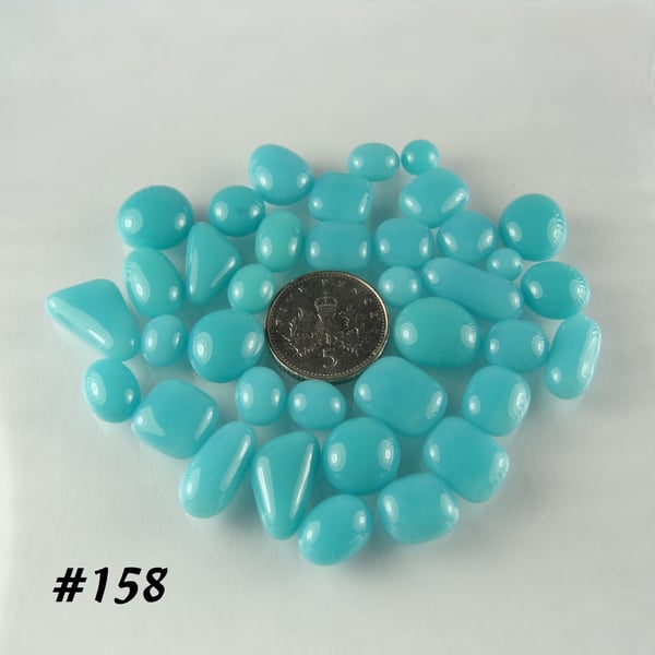 25g blue art glass cabochons, for jewellery making, crafting (158)