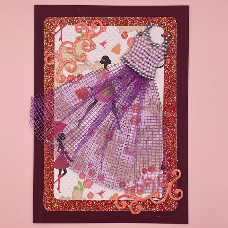 Ballgown with bead and net detail 