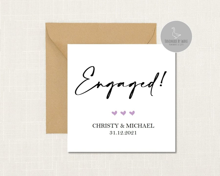 Personalised engagement card, card for engagement, card for couple, congratulati