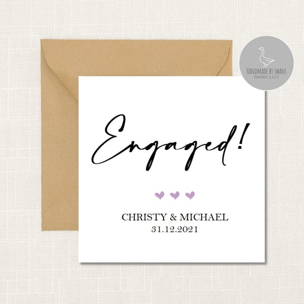 Personalised engagement card, card for engagement, card for couple, congratulati