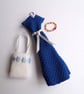 1:12 Scale Cream & Blue Check Dolls House Bedding With Dress, Necklace and Bag - Image 5