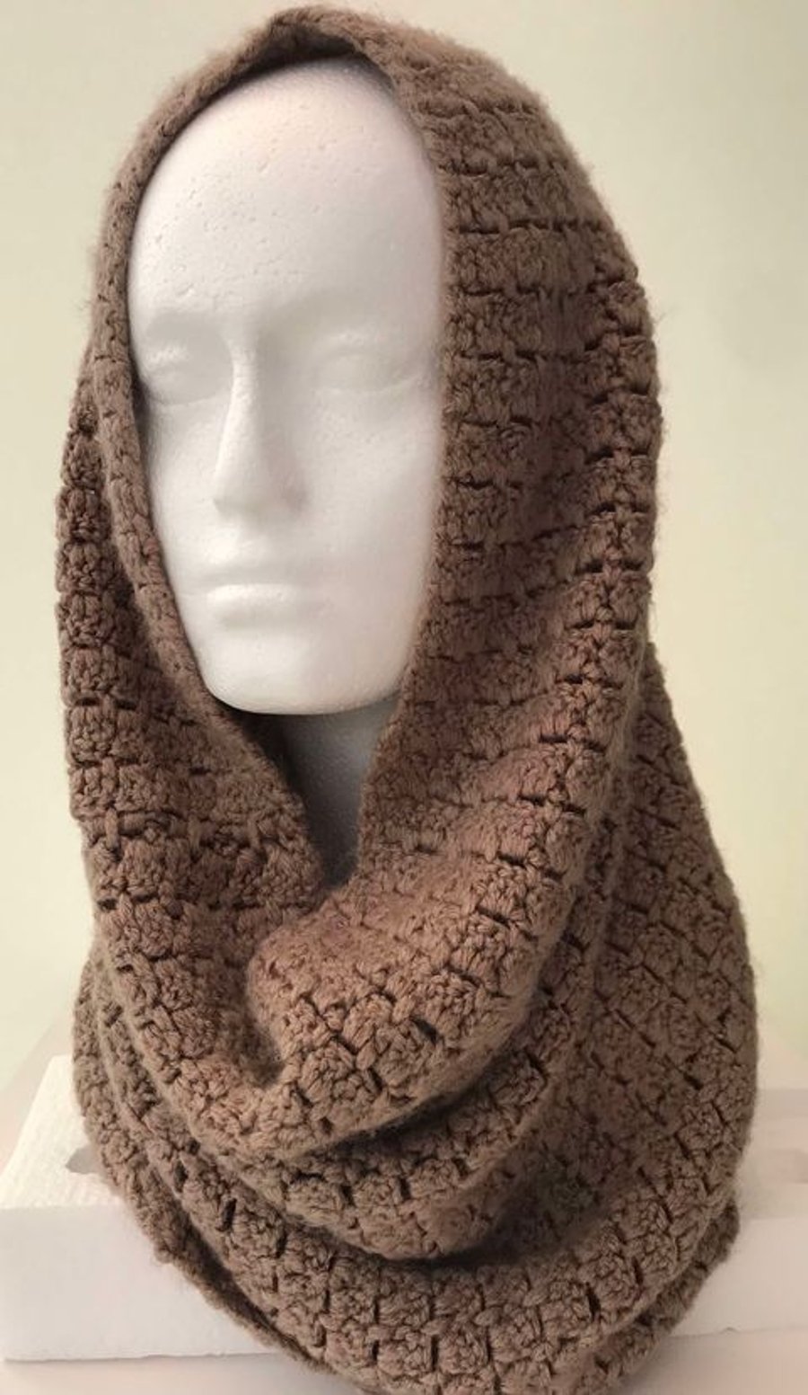 Brown Scarf. Neck Warmer 2 buttons