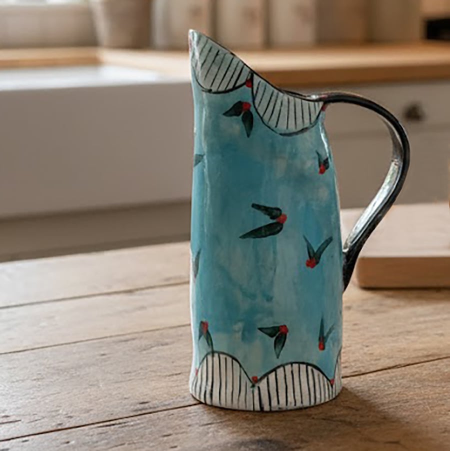 Little Flutterbys Jug - handmade ceramic