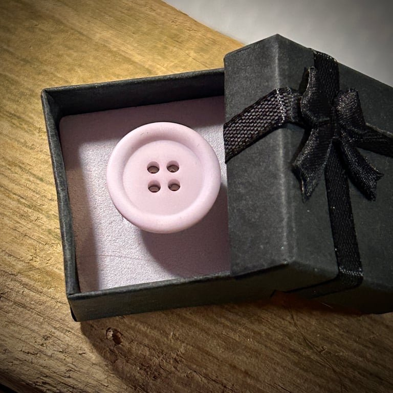 Hand Made Pink Button Ring - Silver Plated, Gift Boxed