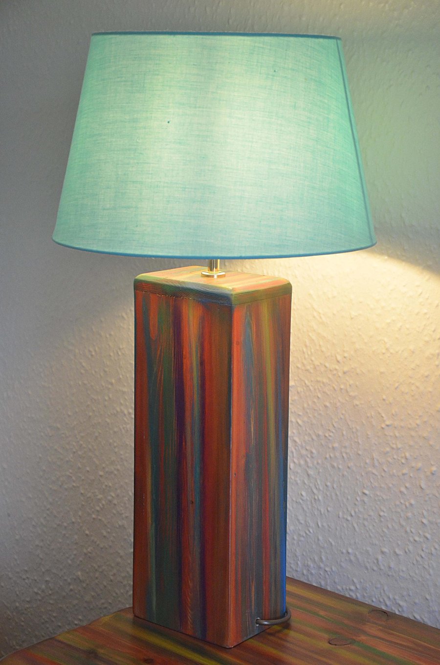 Tropical Sunset Coastal Cottage Wood Lamp Base Hand Painted Old Boat wood Style 