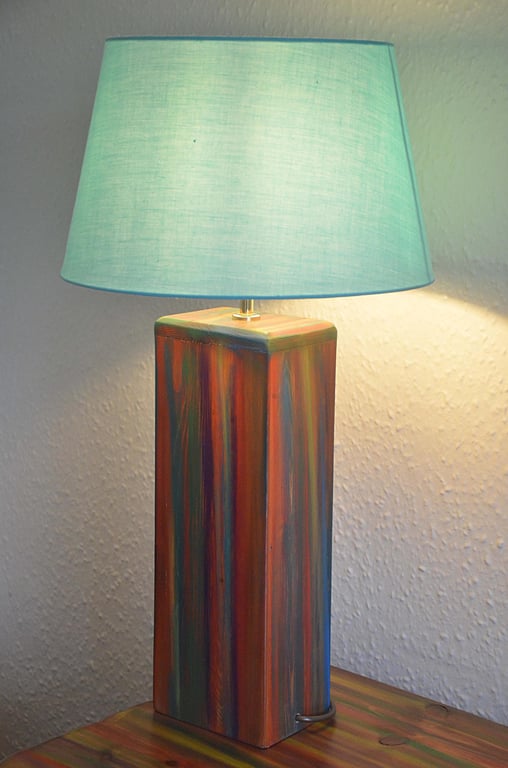 Tropical Sunset Coastal Cottage Wood Lamp Base Hand Painted Old Boat wood Style 