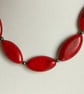 Red Magnesite and Sterling Silver Necklace  - Image 1