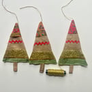 Trio of hanging Christmas tree decorations 