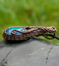 Copper Wire Wrapped Pendant with Green Dichroic Glass - Image 4