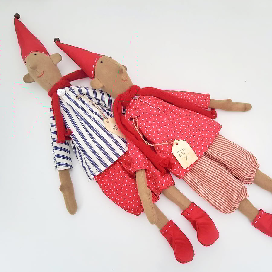 Christmas Elf in a blue striped top