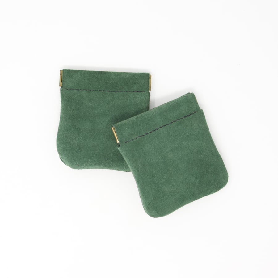 Green suede squeeze purse