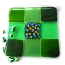 Fused Glass Trivet Green Trivet 16cm 041