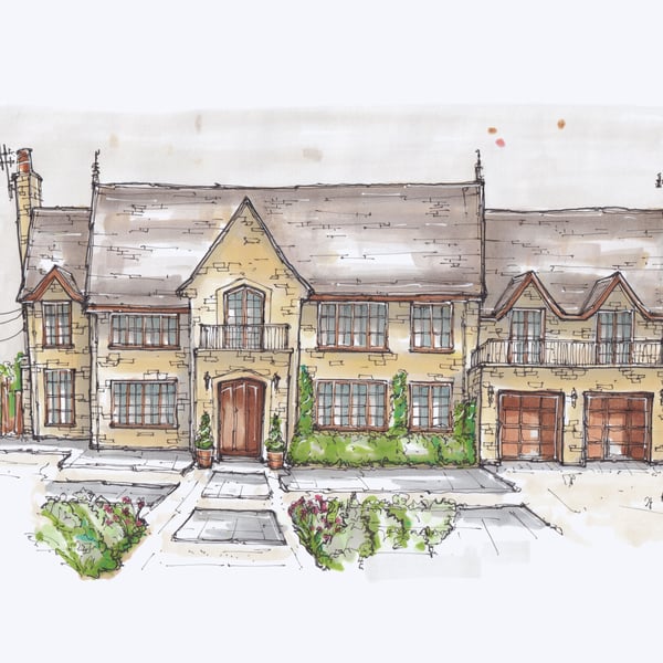 Custom Hand Drawn House Portrait, A4, New Home Gift, Personalised Home Sketch