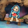 Sale Tiny Garden Gnome 'Calico' on rustic bench OOAK Sculpt Ann Galvin