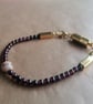 Australian Zebra stone and Garnet. Cylindrical magnetic bracelet. 