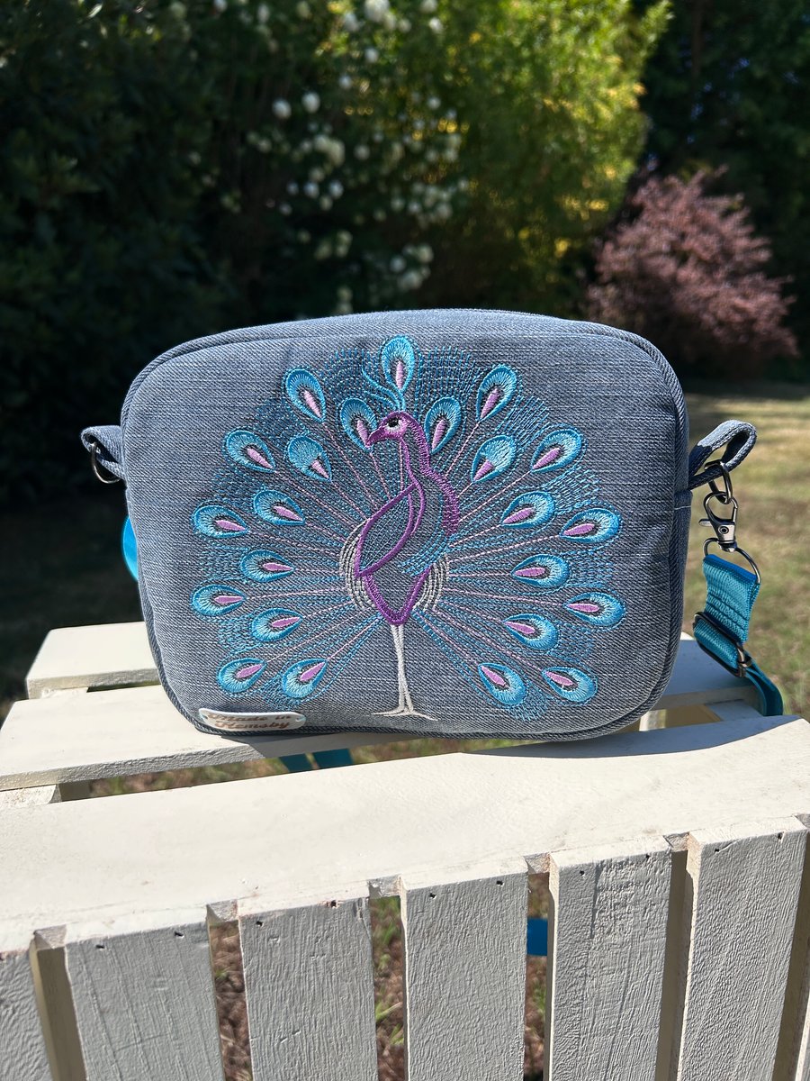 Denim Crossbody Bag - peacock