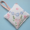 Vintage Embroidered Pink Floral Lavender Bag