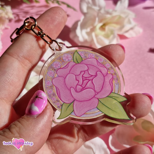Spring Nouveau Keychain - Double Sided Keychain - Pastel Gifts, Accessories