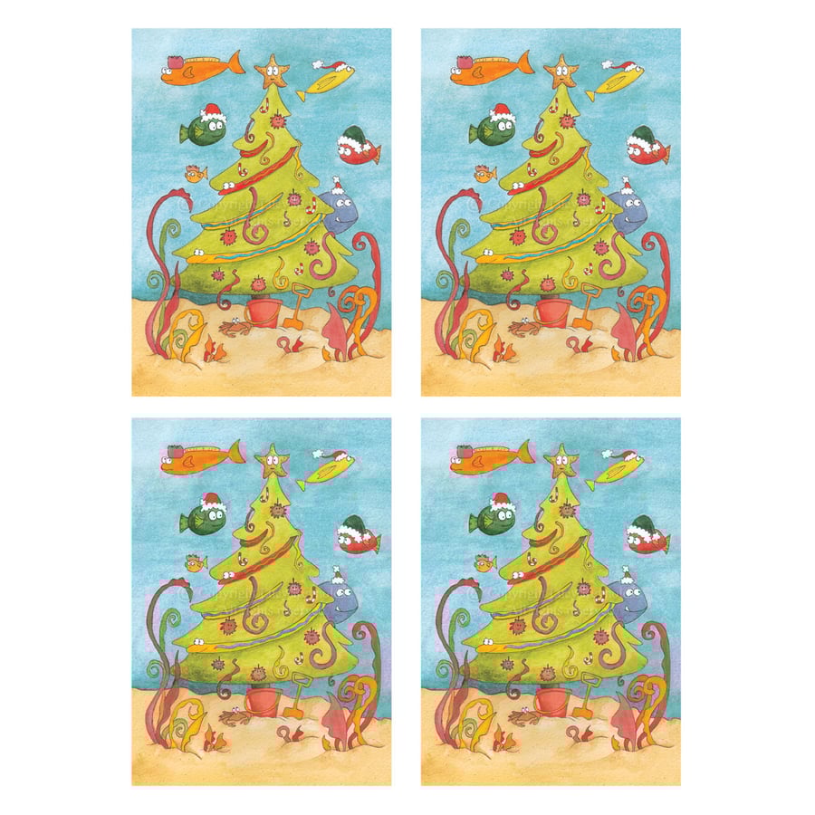 A5 Underwater Christmas Cards - Pack of 4
