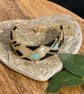 Geometric beadwork peyote bracelet in black and gold with slider chain  - Image 3