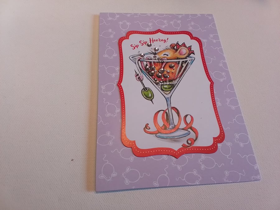 Birthday card. Any occasion card. Handmade card. Cocktail. Ref 098