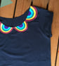 Rainbow Peter Pan Collar Woman's Black top with glitzy detail. Ladies T-Shirt - Image 2