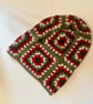 Handmade Crochet Granny Square Balaclava Hood - Winter Hooded Cowl in Green - Image 8