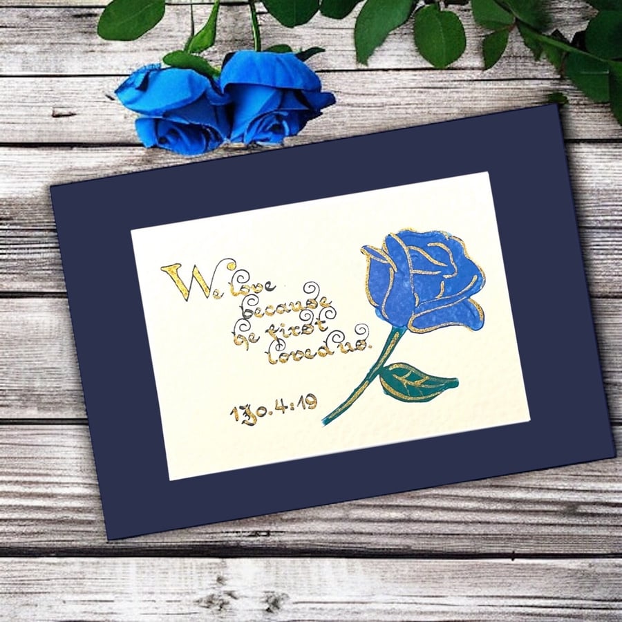 Vintage Elegance: Handcrafted Calligraphy Art with 1 John 4:19