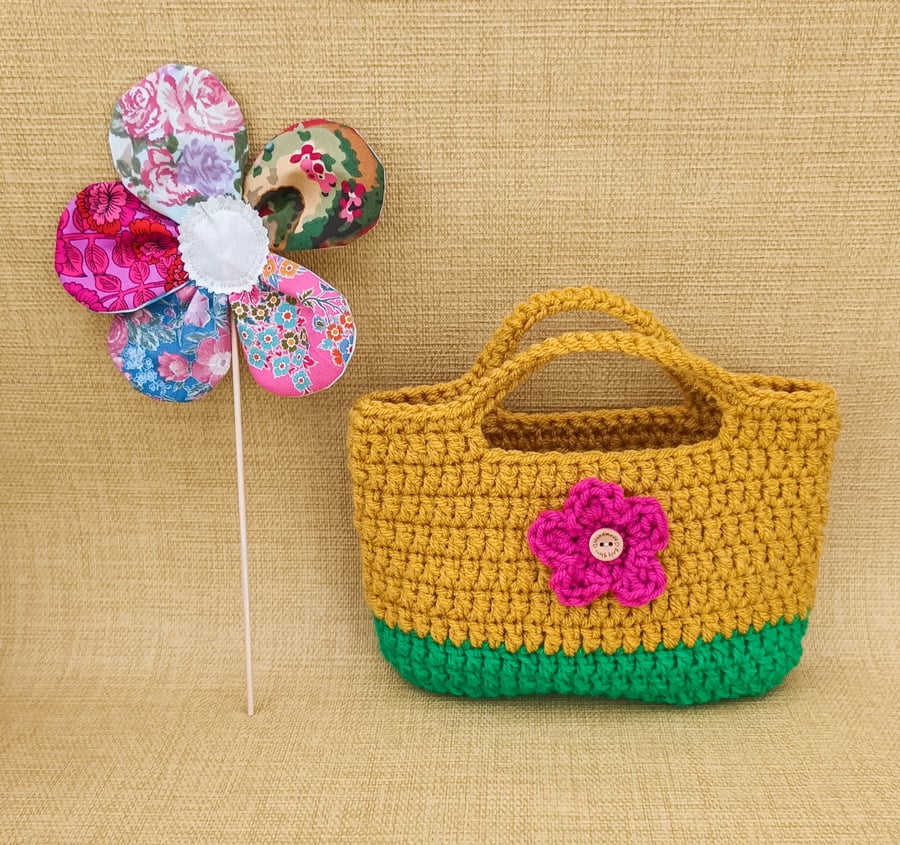 First handbag, crochet girl bag, childs bag