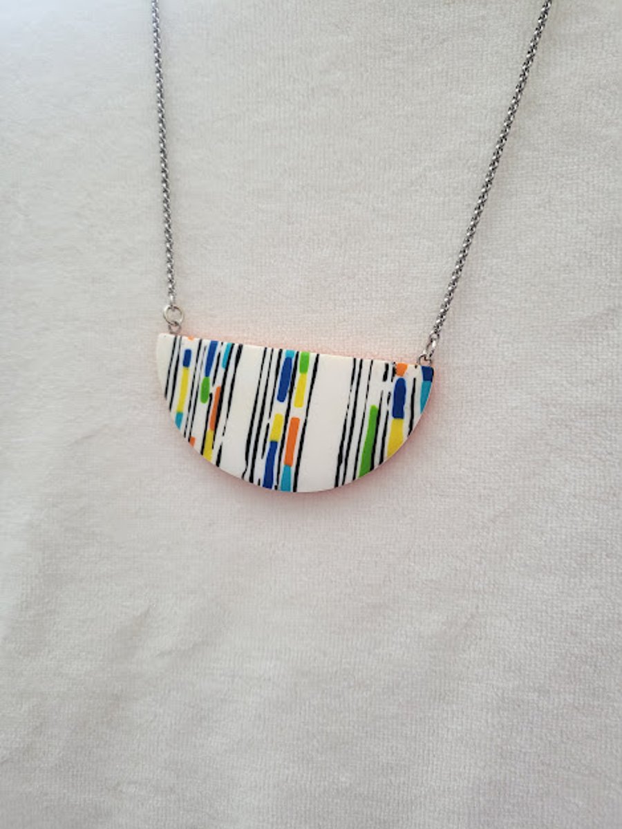 Handmade Polymer Clay Necklace - Linear Pop