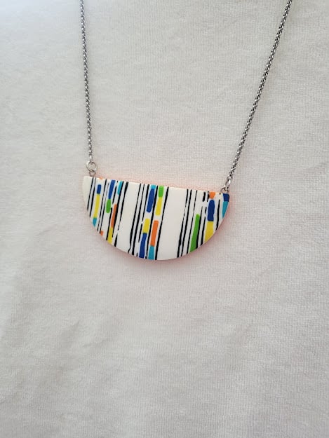 Handmade Polymer Clay Necklace - Linear Pop