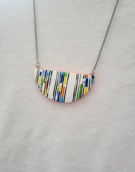 Handmade Polymer Clay Necklace - Linear Pop