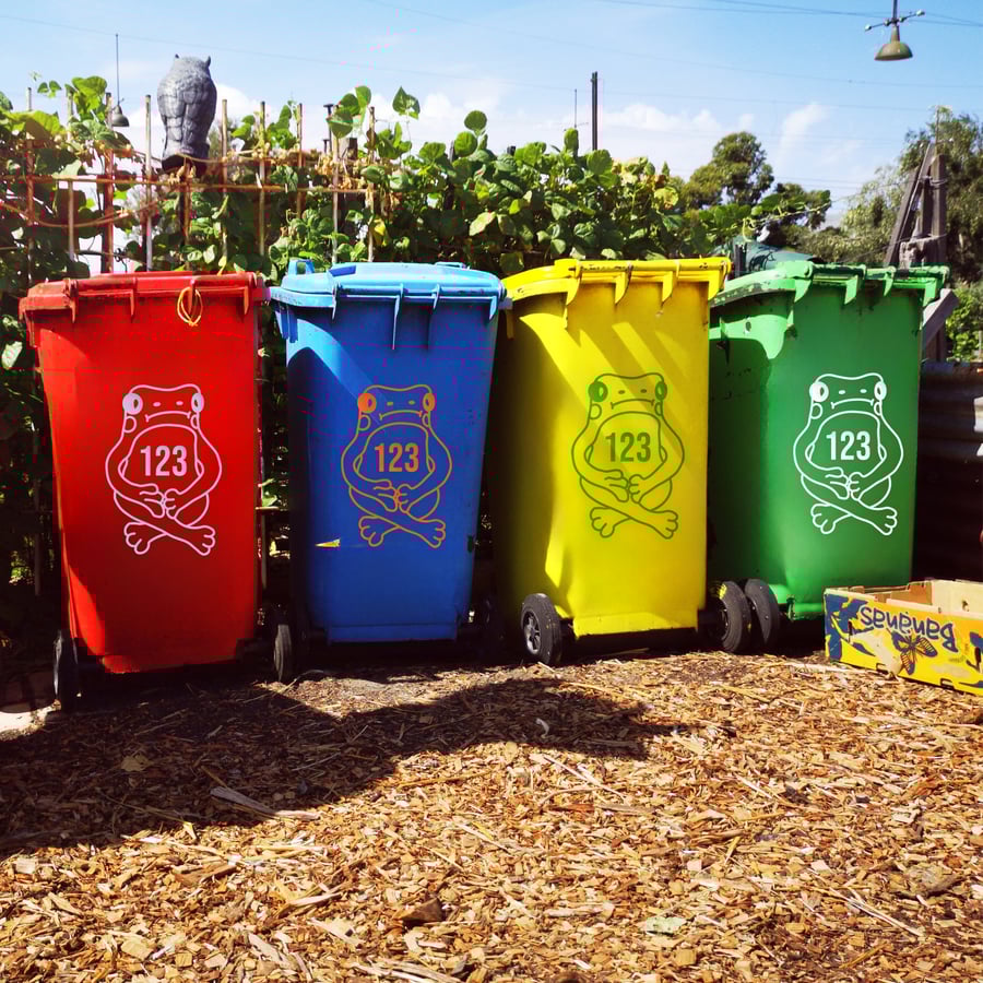 The Little Frog Wheelie Bin Sticker, Personalised Sticker For Bin, Frog Inspired