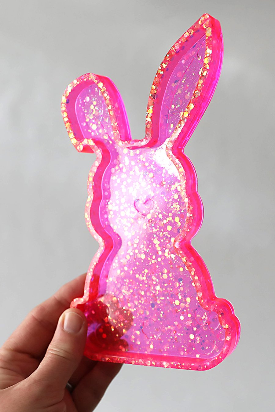 Glitter Bunny Trinket Dish, Holographic Resin Easter Decor, Ideal for Accessorie
