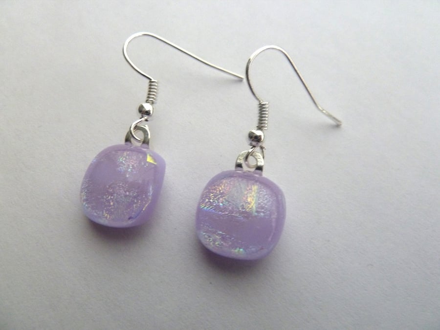 lilac fused glass earrings